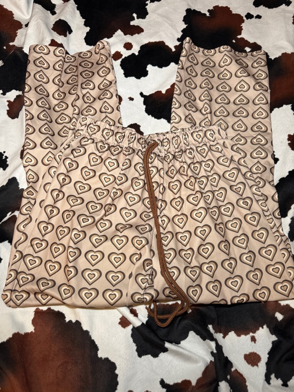 SHEIN Brown Hearts Pants Size Large